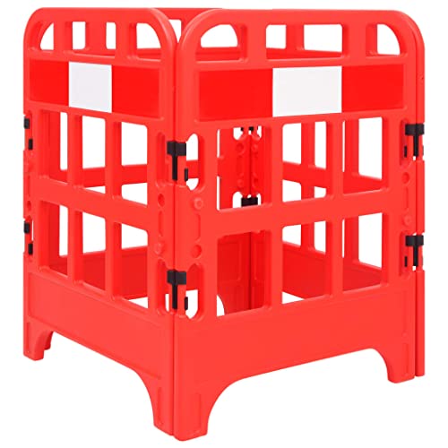 vidaXL 4x Barrières de Circulation Barrières de Sécurité Routière Barrières de Portail Chantier Route Extérieur Rouge 75x75x100 cm