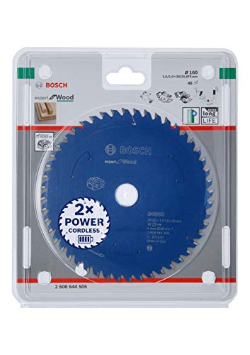 Bosch Accessories 1x Kreissägeblatt Expert for Wood (Holz, Sägeblatt Ø 160 x 20 x 1,5 mm, 48 Zähne, Zubehör Akku Kreissäge)