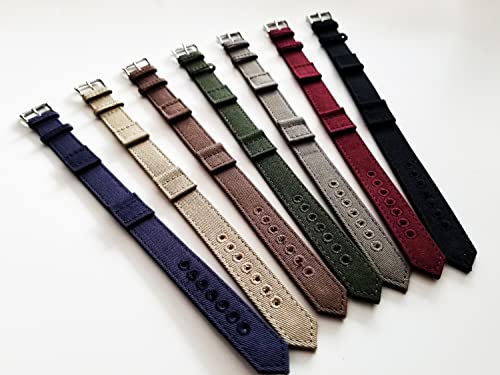 NATO G10 Canvas WWII 1pc Military watchband Vintage style strap Embroidered NATO 16mm 18mm 20mm USA Stoc (Khaki-Tan, 16mm)