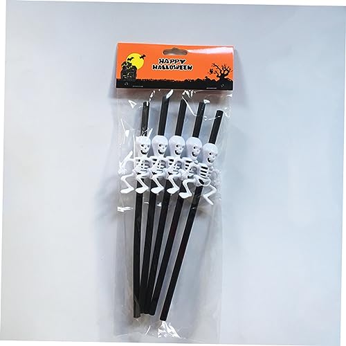 5 pitillos negros esqueleto de plástico para Halloween miniatura 2