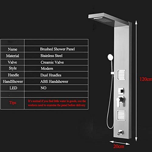 Columna de ducha con panel de lluvia, cascada y chorros de hidromasaje, grifo termostático con luz LED y pantalla digital de temperatura miniatura 6