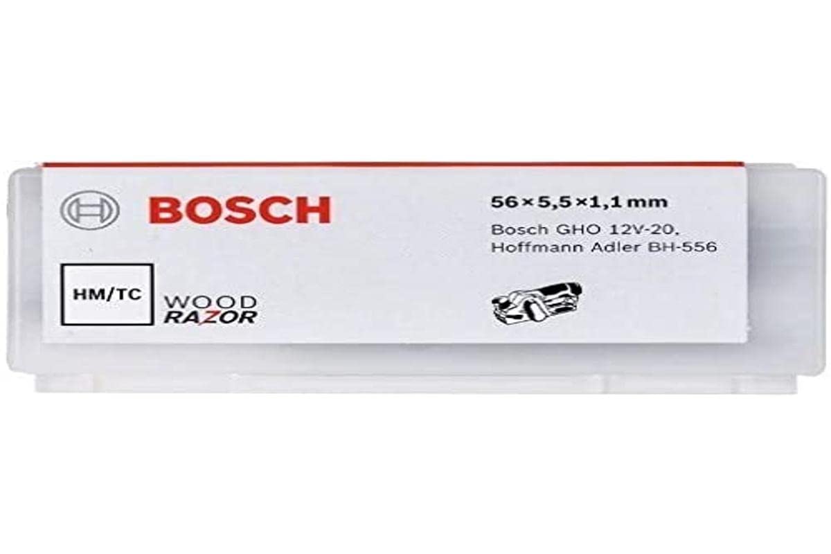 Bosch Cuchilla De Cepillar, Recta, Hm, 56 X 5,5 Mm, 40°, Paquete De 10, Para Gho 12V-20