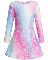 Gogokids Mädchen Eiskunstlauf Kleid, Langarm Eislaufkleider mit Druckmuster, Kinder Ballettkleid, Tanzkleid für Eiskunstlauf Gymnastik Ballett Wettbewerb Performance