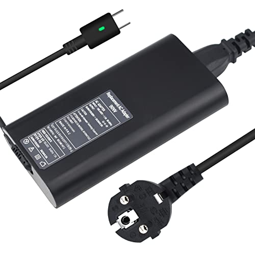 Brekiya 90W Type C Cargador Adaptador de Corriente, USB-C Cargador de Portátil para DELL Latitude 11 5175 12 7275 13 7370 5280 7280, Compatible con DELL XPS 12 9250 XPS 13 9350 LA90PM170 0TDK33 TDK33 Cover