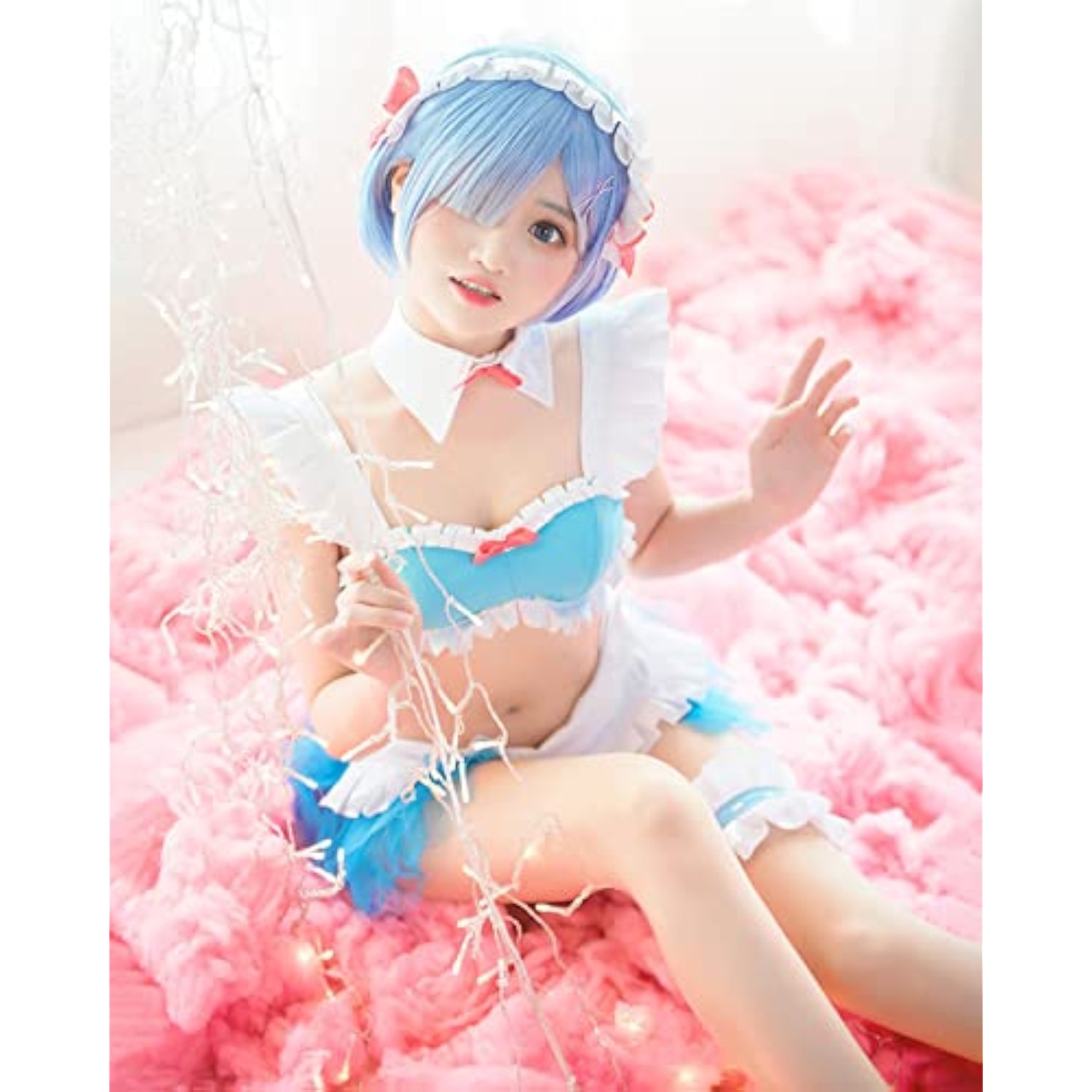 [milky time] ウィッグ付き Re:ゼロから始める異世界生活 リゼロ レム コスプレ 水着 ビキニ 異界型レム (レム,異界型) 詳細画像2