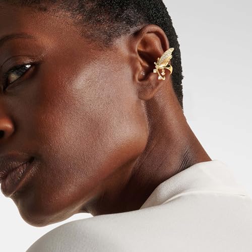 OSIANA Butterfly Ear Cuff for Women, 14K Gold Plated Non Piercing Clip On Wing Earring with Dangling Cubic Zirconia Sparkling Huggie Charm2