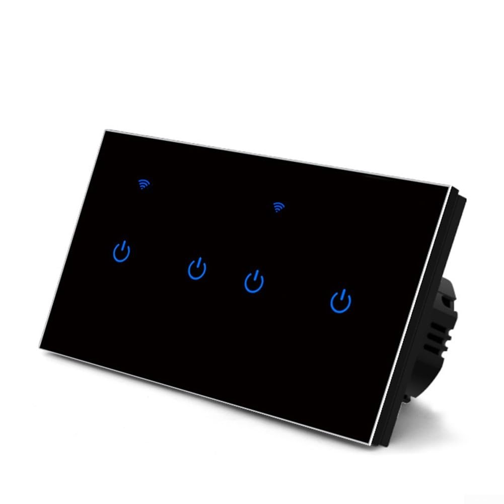 Smart WiFi Touch Switch, For Tuya App Remote Control Smart WiFi Light Switch Glass Panel with Voice Control for Home Office Use(4 Gang)