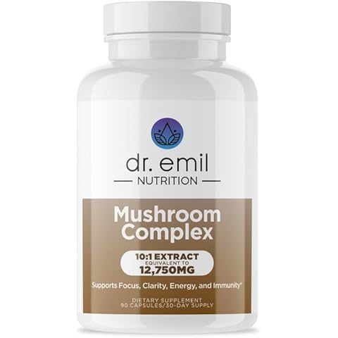 DR. EMIL NUTRITION 10 Mushroom Supplement for Mental Clarity, Focus & Immune Support - Functional Mushroom Nootropic Supplement with Lions Mane Extract, Cordyceps, Turkey Tail & More Cover