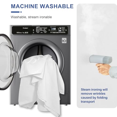 Image of EMART 30x10 ft Backdrop for Photoshoot, Large Party White Photography Backdrop Curtain Drapes, Washable Polyester White Photo Backdrop for Birthday Party, Pictures, Projector, Video Recording