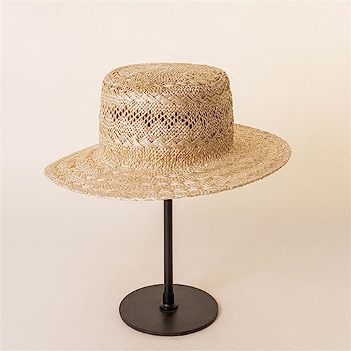 Chapeau de soleil en sisal fait main au design plat et ajouré haut de gamme