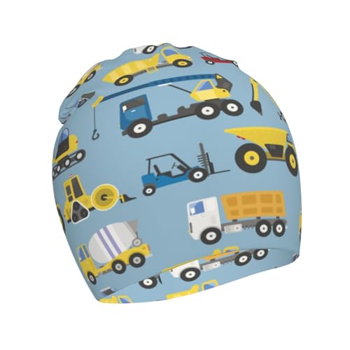 Rqzwdq Construction Trucks Pattern Kids Beanie Hats Warm Knit Beanie Cap Skull Caps Gifts Decor for Boys Girls White