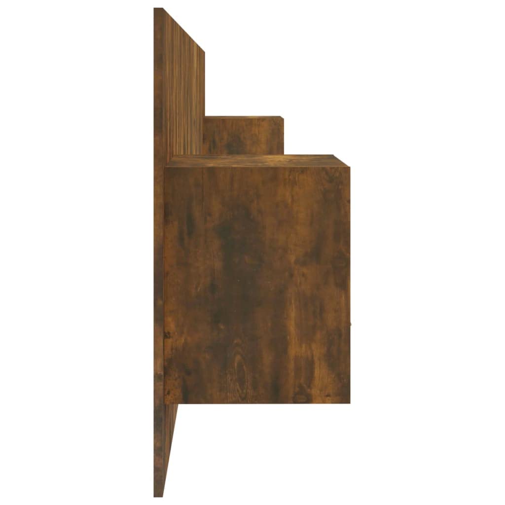 vidaXL Cabecero de Cama Cabezal Dormitorio Estructura Habitación Mobiliario Muebles Decoración Adorno con Mesitas Madera Contrachapada Roble Ahumado