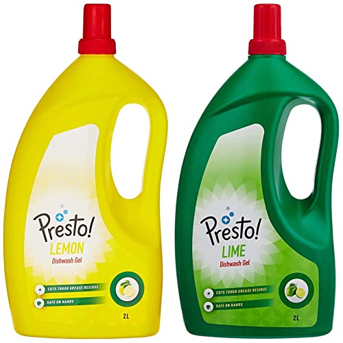 Image of Dish Wash Gel - 2 L (Lemon) & Amazon Brand - Presto! Dish Wash Gel - 2 L (Lime)