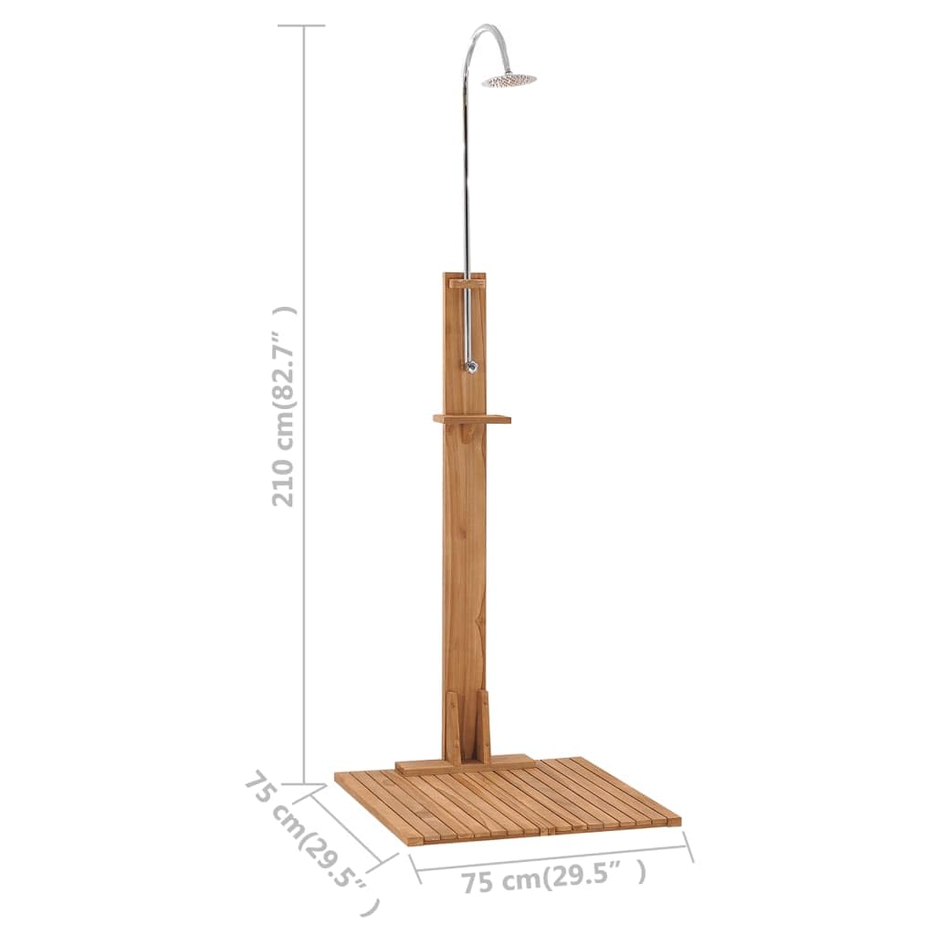 Ducha de jardín de Madera Maciza de Teca 75x75x210 cm 11.55,312276