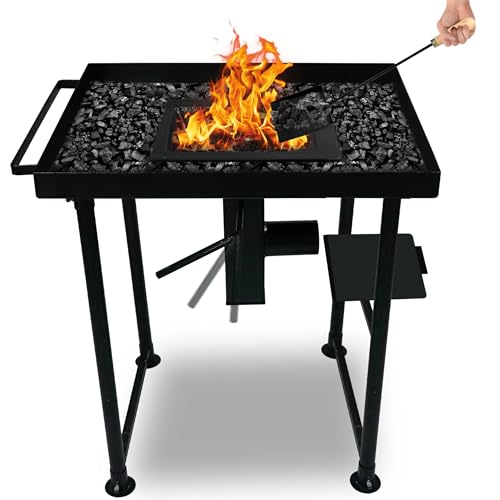 SIMOND STORE Coal Forge Stand & fire Pot Blacksmith Forge kit - Perfect for Coal Forge fire pots & Hand blowers Blacksmithing Starter kit Steel Coal Forge kit Stand - Forge Starter kit Tool kit Stand