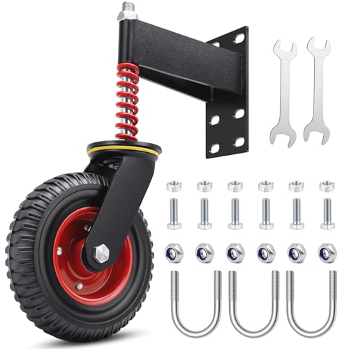 Humagineer 200mm Roulette de Portail Lourde avec Ressort et Graisseur, 250kg Capacité, Roue Noire Caoutchouc pour Roulement Silencieux Sur Sol IrréGulier,...