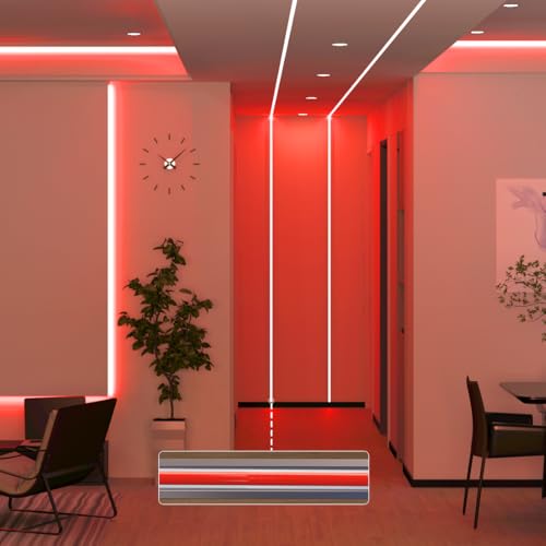 Image of BTF-LIGHTING FCOB COB LED Strip Red Color 5mm Width UL Listed Super Narrow Flexible Uniform Light DC12V 16.4FT CRI 90+ Dimmable LED Ribbon for Bedroom Home Indoor Decor(No Adapter or Controller)