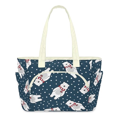 Sac à bandoulière pour voyage et travail au motif ours polaire de Noël