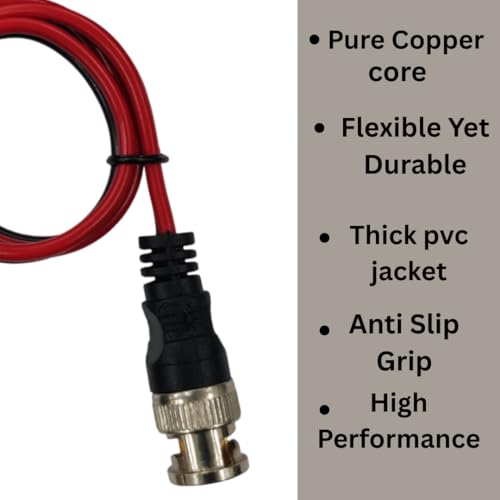 Image of WIRESLAB (Pack of 30) BNC Copper Wire Connector, Cable Barrel Jack for CCTV Camera, DVR, VCR, Surveillance System, Red and Black