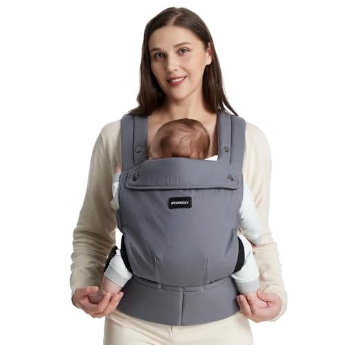 Momcozy Mochila Portabebés Ergonómica, Cómoda y Ligera | para Bebés 3–24 Meses, Fácil de Poner, Soporte Lumbar Mejorado, Manos Libres