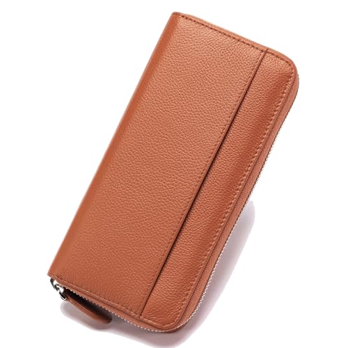 Image of RFID Blocking Womens Zipper Wallet Leather Large Capacity Billfold Clutch Zip Around Wallets for Women
