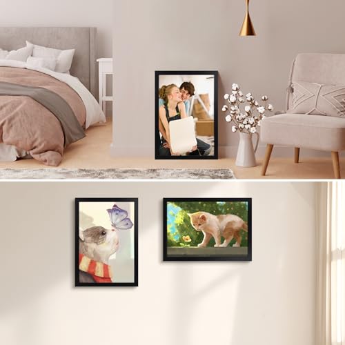 Image of Golden State Art 14x20 Picture Frame Black, Solid Wood Poster Frames 14x20 inches with Real Glass, Vertical & Horizontal Wall Hanging Large Picture Frame for Photos, Posters & Art Prints (2 Pack)