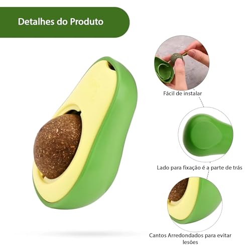 Kit 2 Brinquedo Interativo De Abacate Com Catnip Erva Para Gato Natural Bola Para Lamber
