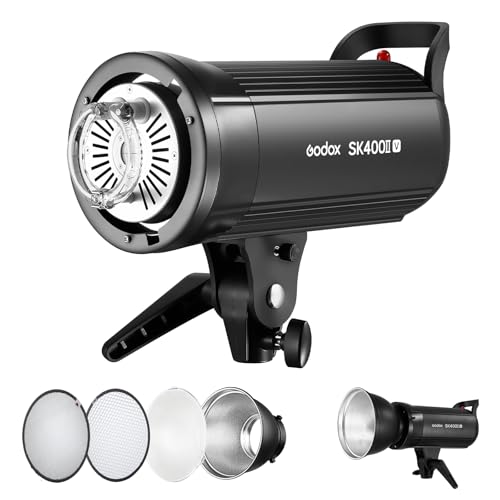 Godox SK400II-V 400ws Flash Studio Strobe Kit 5600 ± 200 K mit LCD Panel 2,4 G Wireless X-System mit Bowens-Halterung LED-Einstelllampe für Studiofotografie, Porträtfotografie, Werbefotografie