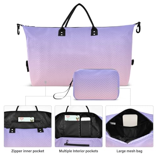 Generic Purple Pink Gradient Travel Duffle Bag Duffel Bags Large Weekender Bag Carry On Duffel Bag Gym Bag with Toiletry Bag Garment Duffle Bags for Airplanes Women Men Yoga Sports Trip Adults2