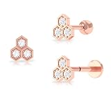 RKGEMS Captivating Daith Earring for Women with Diamond, Dainty Round Cut Diamond Geometric Earring
