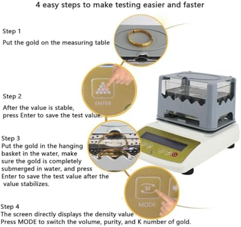 300g Precision Density Meter for 9-24K Gold & Precious Metals, LCD Display for Jewelry Testing in Labs & Stores - Accurate Purity Measurement Tool