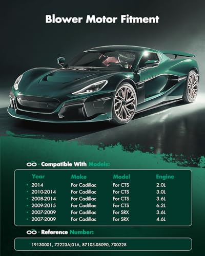 Image of SCITOO AC Heater Blower Motor w /Fan HVAC Blower Motor fit for 2008-2015 for Cadillac CTS /2007-2009 for Cadillac SRX /2007-2009 for Lexus RX350 /2010-2014 for Subaru Outback Front