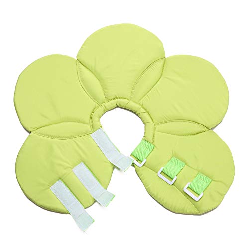 Image of Dog Cone E-Collar Flower Soft Elizabethan Waterproof Grooming Recovery Protective Adjustable Collar for Puppy Small Medium Dogs (L Neck: 13-15in, Green)