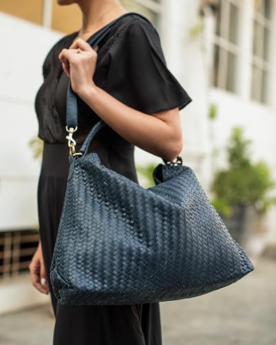 Image of Jild Hobo Style Woven Bag for Women - Soft Handmade Genuine Leather Work Tote Bag - Cross Body Womens Purse