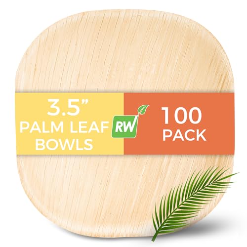 Restaurantware Indo 4 Ounce Round Palm Mini Bowls 100 Microwavable Palm Leaf Appetizer Bowls- Freezable Sustainable Areca Palm Leaf Deep Bowls Oven-Ready For Hot & Cold Foods