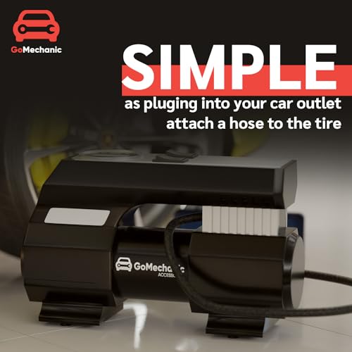 Image of GoMechanic Digital Tyre Inflator for Car - 150 psi, 12V DC Portable Air Pump /Compressor with Digital Tyre Pressure Gauge, Suitable for Bikes, Bicycles or Any Inflatable with LED Light (Gusto T4)