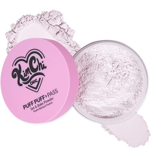 Image of KimChiChic Beauty Puff Puff Pass Set and Bake Setting Powder for Makeup, Extra Fluffy Loose Face Powder Poof, Soft Natural Face Makeup for Uneven Skin Tone, 01 Ivander