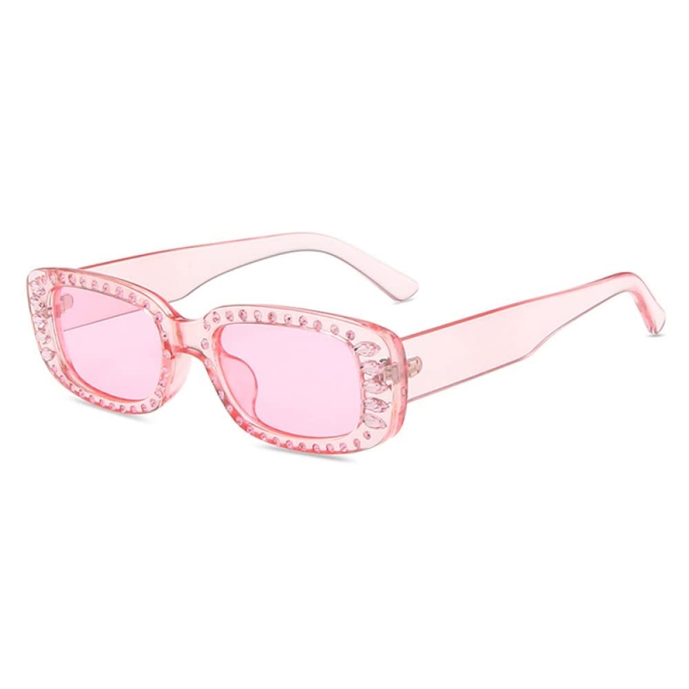 Lunettes de soleil vintage petit rectangle avec strass diamant - 6