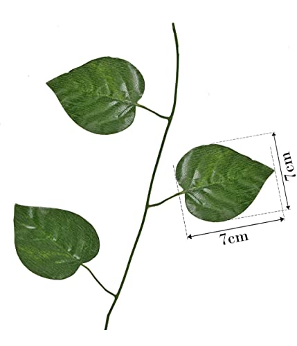 Image of VRB Dec Pack of 24 Artificial Ivy Leaves Garland - Fake Vines for Bedroom Decor, Room Wall, Home Decoration (Money Creeper)