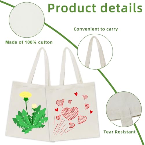 6 I 12 I 24 Pack Canvas Tote Bags,Reusable Blank Canvas for Shopping Bags,Grocery Bags,DIY Gift Bags3