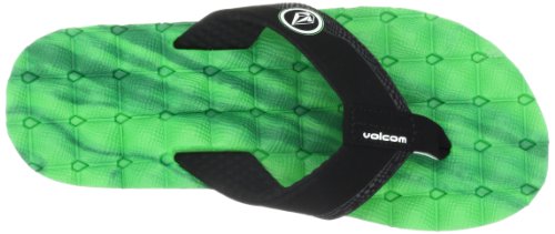 Image of Volcom Men's Recliner Sandals - Water-Friendly Flip Flops with Recliner Comfort Foam Footbed, Black Combo, 10