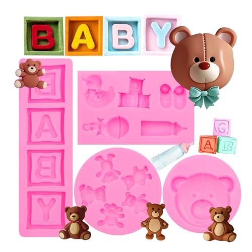 Bear Fondant Mold Silicone 4 Pieces Teddy Bear Chocolate Molds