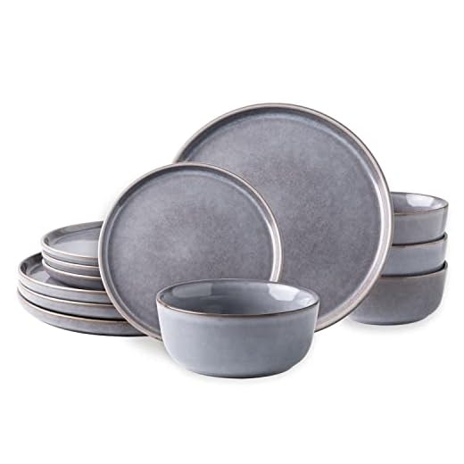AmorArc Stoneware Dinnerware Sets,Round Reactive Glaze Plates and Bowls Set,Highly Chip and Crack Resistant | Dishwasher & Microwave Safe,Service for 4 (12pc)