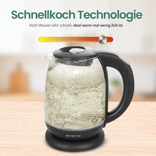 Emerio WK-119255 TESTSIEGER Haus & Garten Test 02/2019, Glas Wasserkocher mit Temperaturwahl (60°C/70°C/80°C/90°C/100°C), BPA-frei, Trockengehschutz, Auto-Off, 2200 Watt, 1.7 liters - 4