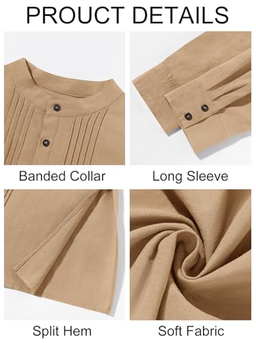 Image of Runcati Mens Kaftan Robe Button Down Long Sleeve Cotton Linen Thobe Casual Muslim Gown Henley Shirt