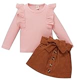 Rosebea Toddler Baby Girl Skirt Set Outfits Knitted Sweather Mini Skirt 2pcs Spring Fall Winter Clothes(GSet01,Pink,120)