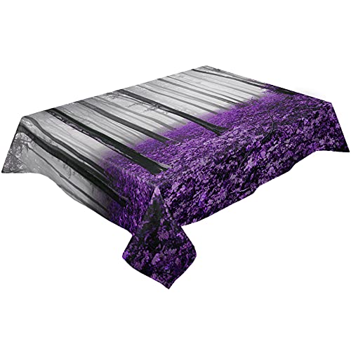 Rectangle Tablecloth 60X84Inch, Autumn Forest Wildlife Leaf, Vinyl Table Covers Waterproof Oilcloth Table Cloth Linens, Farmhouse Tablecloths For Outdoor Dining Wedding Party Camping, Lavender Purple #TOP27