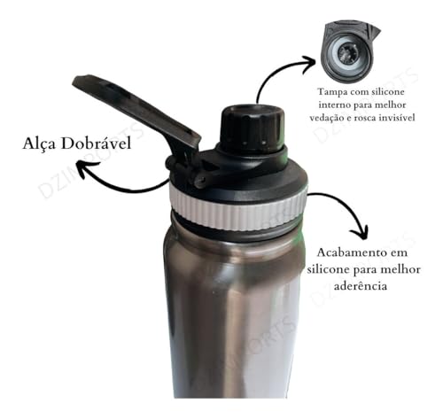 Garrafa de Água Térmica Aço Inox Esportiva Academia Isolada a Vácuo Aço Inox 304 de 800ml (BRANCA 13