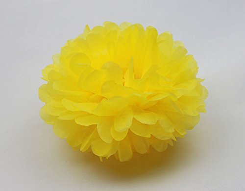 30pcs Tissue Pom Poms Yellow Blue Color Party Supplies,Navy Yellow White Silver Birthday Party Decorations Paper Tassel Garland for Bridal Shower Wedding School Ceremony Graduation Theme Party Supplie