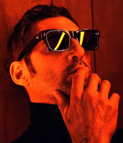 EYLRIM Square Frame Sunglasses for Women Men Trendy Thick Frame Rectangle Sun Glasses Black Shades2